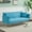 Light Blue|Velvet, variant on Aukfa Curved Arm Futon Convertible Sofa Bed for Home Office, 2 Pillows, Tufted Back, Velvet, Gray