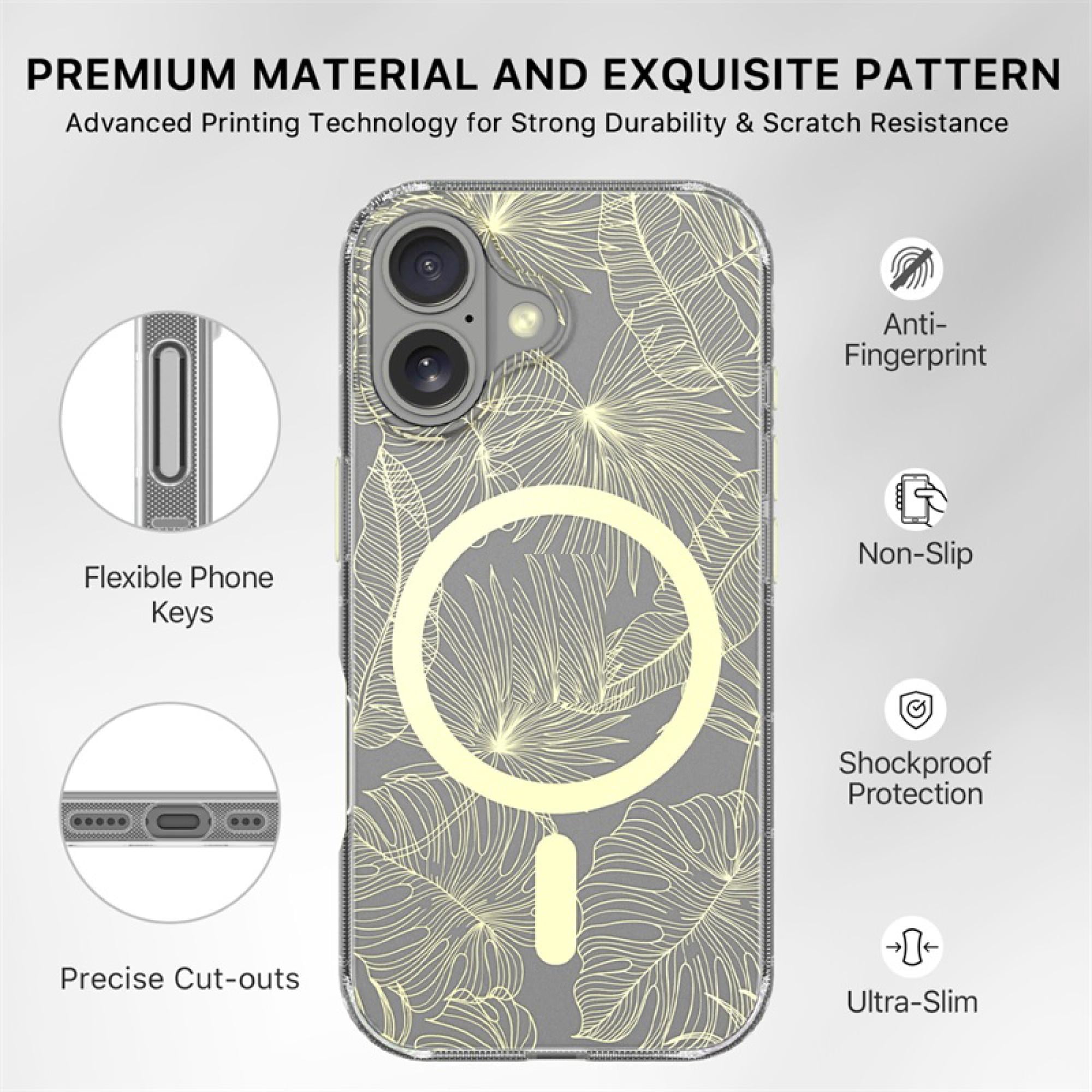 Mood Series compatiable with iPhone 17 Botanical Protective Case – Floral Print Lightweight Drop-Resistant Cover