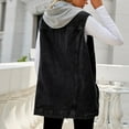 thumbnail image 4 of Womens Denim Jacket Jean Jacket Lapel Loose Blouse Casual Fashion Loose Waist Coat Sleeveless Vest Button Hooded Detachable Coat Clothes, 4 of 6