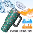 thumbnail image 5 of 40oz Pioneer Flower Floral Print Pattern Insulated Tumbler with Handle, BPA-Free Leak Proof Lid and Straws, Double Wall Vacuum, Hot 12h/Cold 34h, 5 of 6