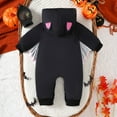thumbnail image 4 of Gelikeya Halloween Baby Clothes Toddler Baby Outfits Boys Girls Hoodies Halloween Heart Printed Rompers (Black, 6-12 Months), 4 of 7