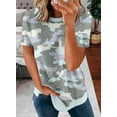 thumbnail image 2 of Womens Striped Color Block Short Sleeve Causal Blouses T Shirts Tops, 2 of 4