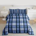 thumbnail image 2 of Homewish Buffalo Plaid Child Bedding Comforter Set, Modern Abstract Artwork Twin Comforter Sets, Blue Stripes Line Reversible Bedding Set, Microfiber Bedroom Decor, 2pcs, 2 of 8