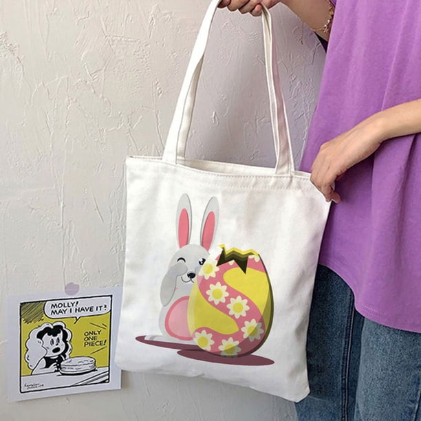 Teissuly Easter Bunny Basket Bags for Kids,Canvas Cotton Personalized Candy Basket Rabbit Teissuly WER202401276515