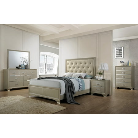 Gymax Modern 5 Piece Bedroom Furniture Set Bed Dresser Mirror Chest Night (Best Quality Bedroom Furniture Brands)