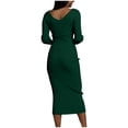 thumbnail image 5 of Women Casual Long Sleeve Bodycon Knit Sweater Dress Crew-Neck Slim Fit Mid Long Dress Basic Solid Color Dresses, 5 of 7