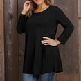 thumbnail image 5 of Dweltoz Plus Size Shirts for Women L-4XL Summer Crew Neck Tunic Tops 3/4 Sleeve Outfits Casual Soild Color Tees Blouses,Black 4XL, 5 of 5