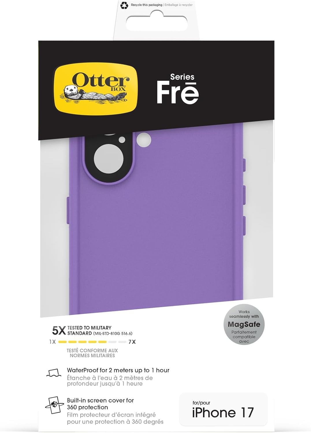 OtterBox iPhone 17 (Only) - FRĒ Series Waterproof Case with MagSafe - Rule of Plum (Purple) - Sleek & Stylish - Waterproof iPhone Case up to 2 Meters - IP68 - Phone Case for Swimming/Snorkeling