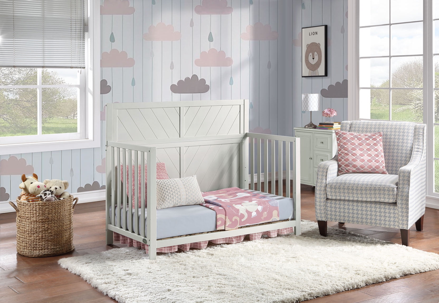 Ti Amo Shiloh 4-in-1 Convertible Baby Crib, Misty Grey