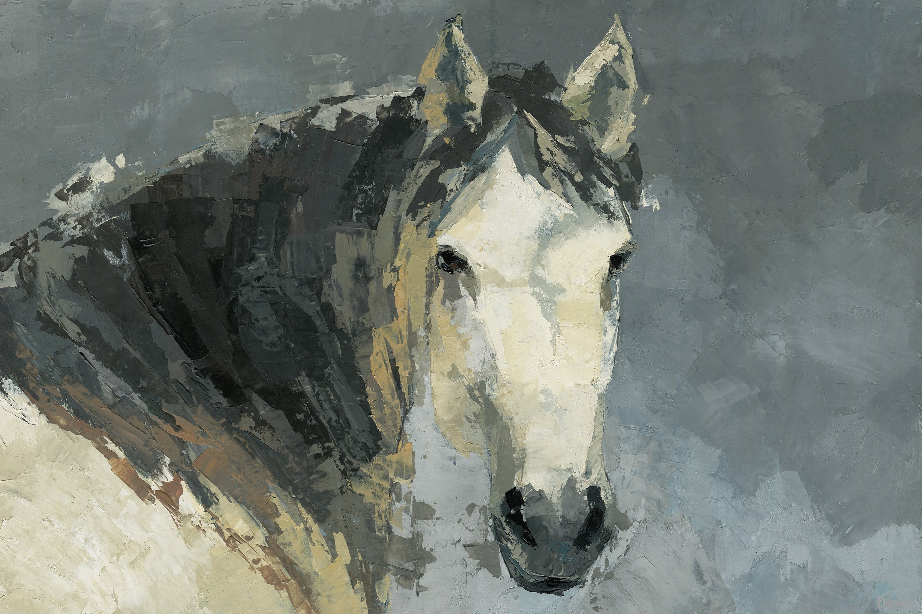 Parvez Taj "Dark-Haired Horse" Painting Print on Wrapped Canvas