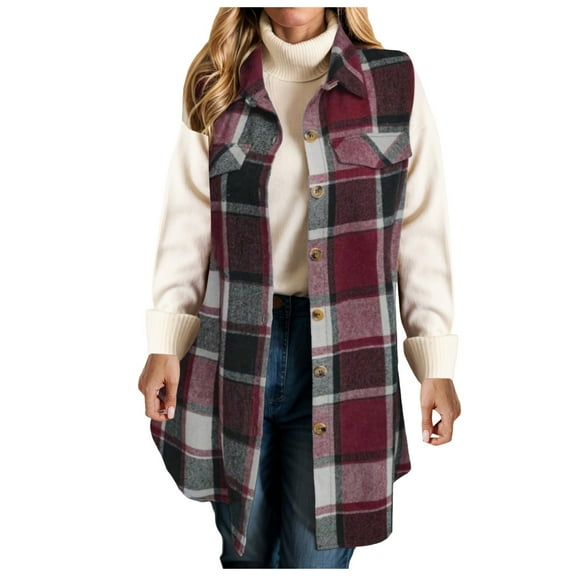 Zshosam Womens Plaid Vest for Women Fall Winter Sleeveless Blazer Jackets(,M)