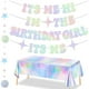 thumbnail image 1 of ZYNERY decoración de fiesta cumpleaños ,Bandera del arco iris brillante, con mantel y guirnaldas de lunares, adecuada para la decoración de fiestas de cumpleaños en interiores y exteriores, 1 of 7