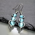 thumbnail image 3 of Earrings for Women Ladies Creative Curve Line Fashion Personalized Cat Eye Gem Wavy Jewelry Gifts, 3 of 6