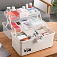 thumbnail image 3 of Medicine Storage Box 3 Layers 2 Trays Transparent Lid Multi Grid with Rotary Lock And Handle Large Capacity Rounded Edges Medical Organizer for Home Dorm, 3 of 7