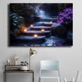 thumbnail image 4 of Mudket Waterfall with Candles and Purple Flowers Canvas Wall Art, Framed Print, Ready to Hang Wall Decor for Living Room Bedroom, Fantasy Nature Artwork - 12"L x 8"W, 4 of 10