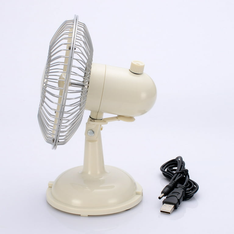 Summer Oscillating Small Fan Retro 2-Speed USB/AA Battery Powered Desk Fan  5.7inch Table Fan for Work Office Dormitory 