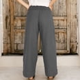 thumbnail image 7 of Gaecuw Linen Pants Women Summer Wide Legged Pants Relaxed Fit Long Pants Lounge Trousers Sweatpants Casual Loose Baggy Pants High Waisted Linen Summer Ankle Length Workout Pants with Pockets Solid, 7 of 7