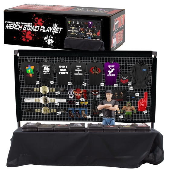 Merch Stand Accessory Set for WWE & AEW Wrestling Action Figures