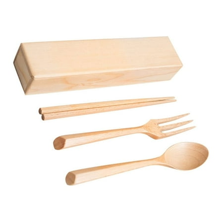 TABLZONE Portable Wooden Tableware Set with Carrying Case, Assorted Colors, Kitchen Utensils, 1 Set