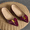 Burgundy, variant on Women's Pointed Toe Comfy Flats Loafers, Soft Leather Slip-On Casual Shoes for Office & Commute, Shallow Heel with Chain & Stone Texture for Mature Chic Style