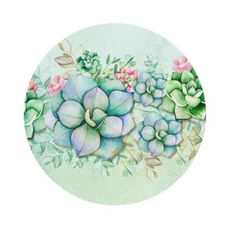 

Matuu Succulent for Cup Coasters Set of 6 Leather Coasters Desk Coasters for Office Measures 4” x 4” Round Shape