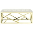 thumbnail image 3 of Modway Intersperse Tufted Velvet Polyester Bench in Gold and Ivory, 3 of 5