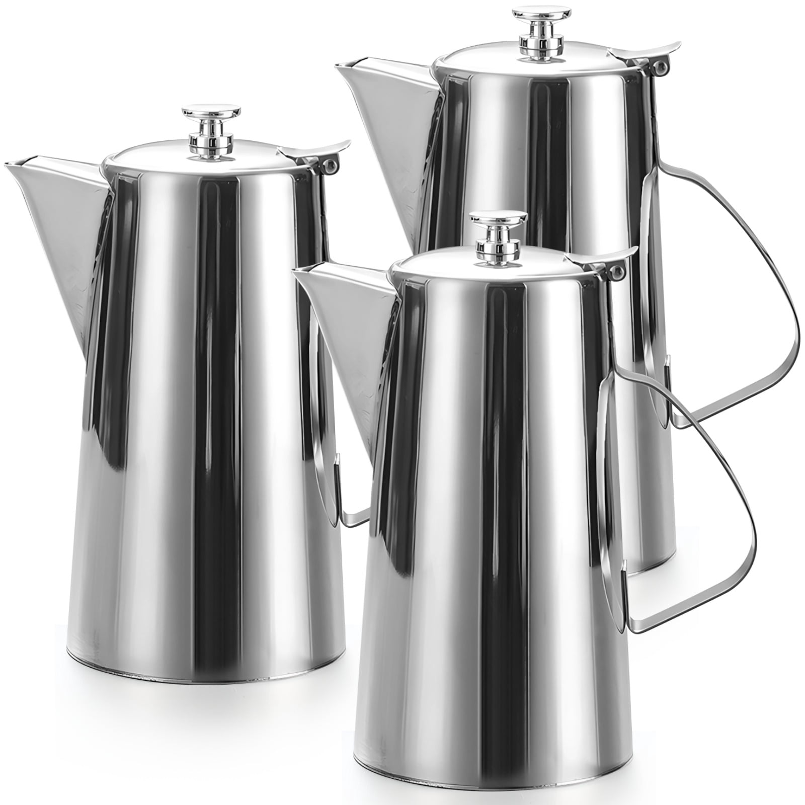3 Pcs 67.6 Oz Stainless Steel Pitcher with Lid, Thickened Metal Cold Water Pitcher 4.5x3.1x9.1 in, Rustproof Iced Tea Pitcher for Home, Restaurant