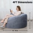 thumbnail image 5 of EastVita 4FT Giant Bean Bag Chair,Memory Foam Sofa,Lazy Person’s Chair with Plush Velvet Cover – Grey, 5 of 6