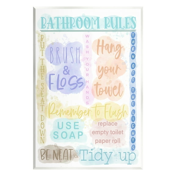 Stupell Industries Fun Bathroom Rules Typography Painting Unframed Art Print Wall Art, 10 x 15