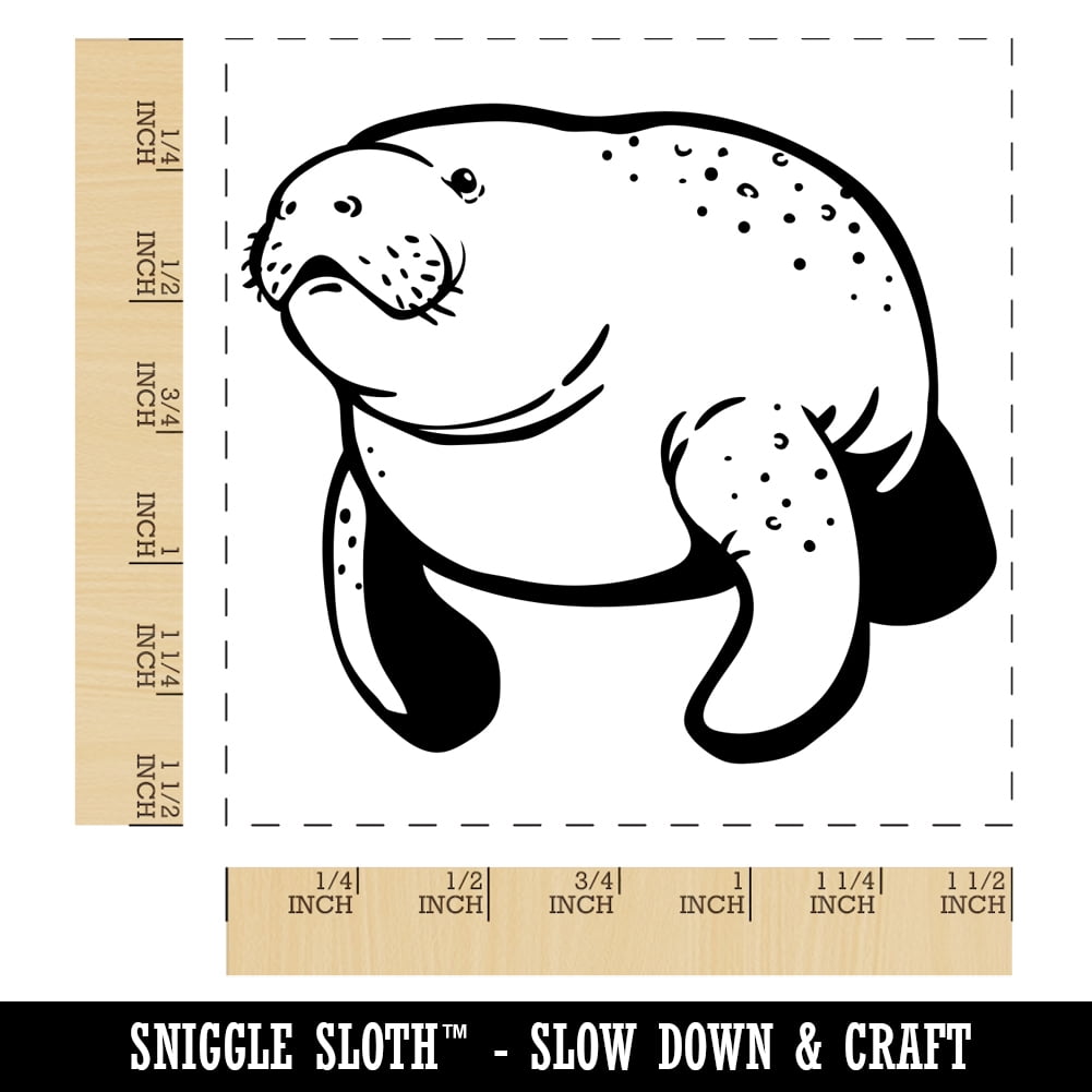 Gentle Manatee Self-Inking Rubber Stamp Ink Stamper - Black Ink - Large 1-1/2 Inch