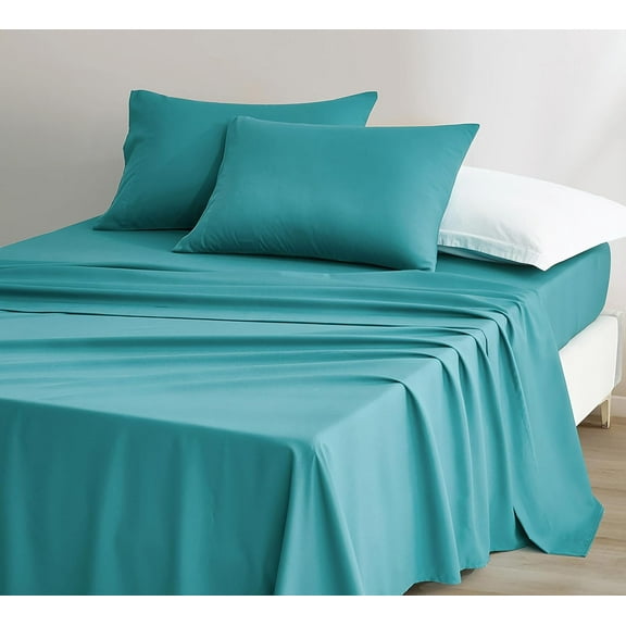 Chezmoi Collection Charisma Tencel Modal Blend Bed Sheets Queen Size 4-Piece Sheet Set Teal - Soft and Cozy Lightweight Breathable 15" Deep Pocket Cooling Sheets