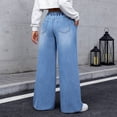 thumbnail image 5 of Women's Casual Jeans, Elastic Drawstring Waist Loose Fit Denim Pants with Pockets, Mid Waist Street Style Baggy Jeans, Comfortable Trousers for Daily Wear Light Blue L, 5 of 8