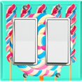 thumbnail image 1 of Metal Light Switch Plate Cover Colorful Swirl Lollipop Sweets Teal CDY004, 1 of 13