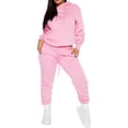 thumbnail image 1 of UKAP Ladies Two Piece Outfit Drawstring Sweatsuits Long Sleeve Jogger Set Casual Jogging Tracksuit Sets Pink 3XL, 1 of 2