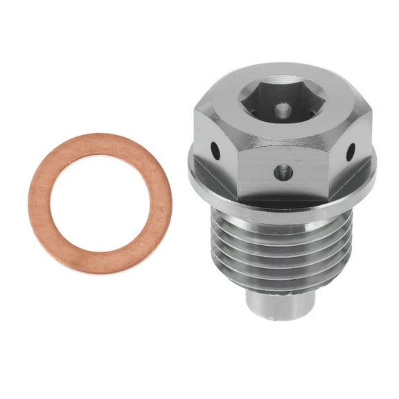 Unique Bargains M16x1.5 4MM Magnetic Oil Drain Plug Titanium Alloy Sump Drain Nut Bolt With 1 Copper Washer Silver Tone 1 Pc