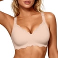 thumbnail image 2 of iHPH7 Women Jelly Bras No Underwire Scalloped Push Up Buttery Soft Tshirt Bra Seamless Full Coverage Everyday Bra Beige L, 2 of 9