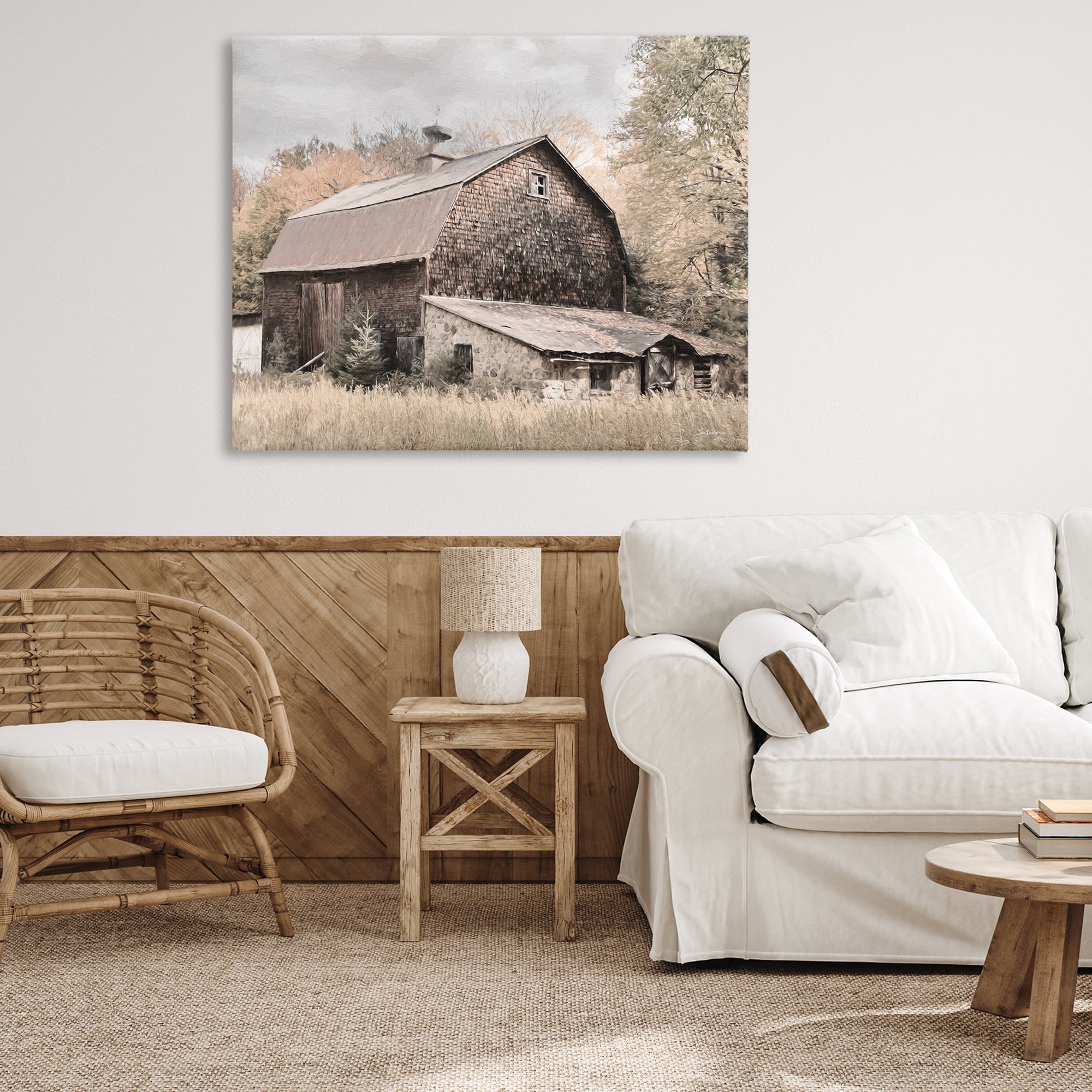 Stupell Industries Beige Rustic Barn Landscape & Nature Photography Wrapped Canvas Art Print Wall Art, 48 x 36
