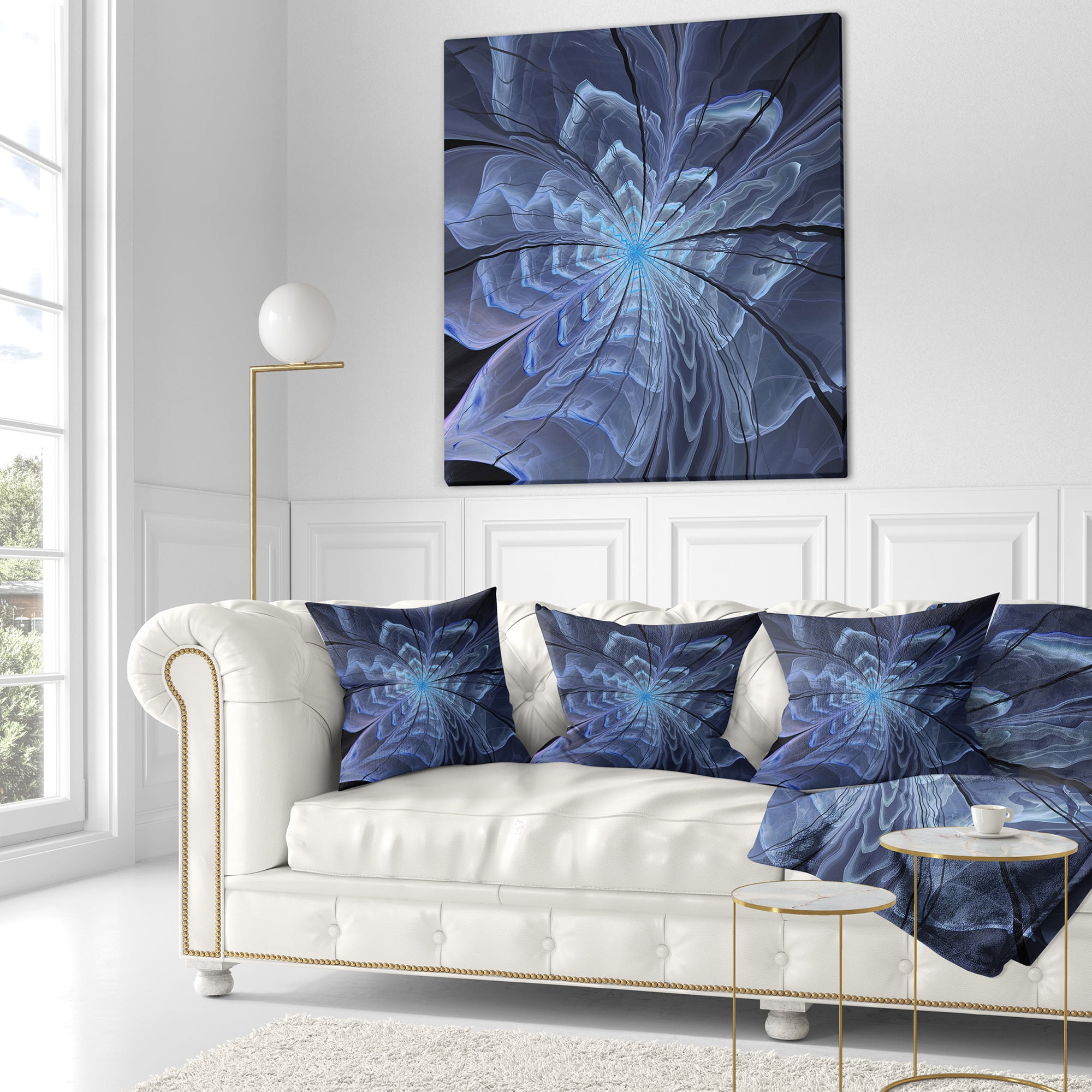 Designart 16" x 16" Contemporary, Modern Black Polyester Throw Pillow