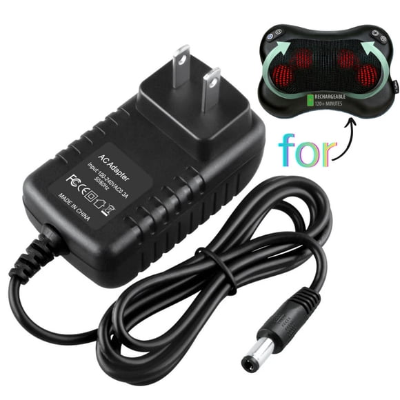 12V Charger for Zyllion Back Neck Shiatsu Massager Pillow(ZMA-25,ZMA25,ZMA-25-B