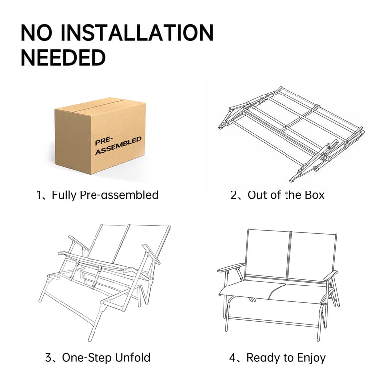 SAETSFEG Installation-Free 2-Person Glider Bench, Black photo 2