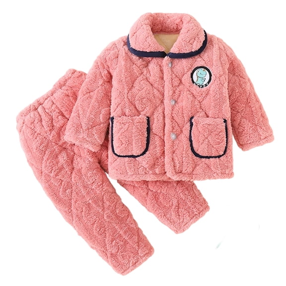 Hifoo Child Outfit Sets Winter Boys Thermal Heavyweight Warm Tops And Bottom Outfit Kids Toddler Youth Cozy Sleep Lovely Clothes Sets