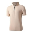 thumbnail image 6 of YUGYXL Men's Waffle T-Shirts Short Sleeve Quarter Zip Pullover Athletic Shirts Summer Casual Outdoor Running Tees Khaki L, 6 of 6