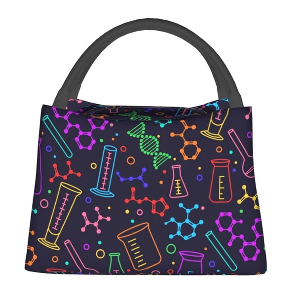 Fotbe Chemistry Science Bolsa Térmica Portátil con Estampado, Bolsa de Entrega de Alimentos Aislada, Bolsa Reutilizable de Gran Capacidad para Comidas y Supermercado