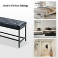 thumbnail image 3 of 50"Leather Storage Upholstered Ottoman, Rectangle Tufted Metal Base Adult Bench Living Room Navy, 3 of 8