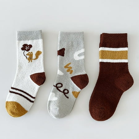

Soighxzc Children Stockings In Autumn And Winter Fashionable And Simple Coffee Colored Animal Cartoon Thickened Warm And Comfortable Socks