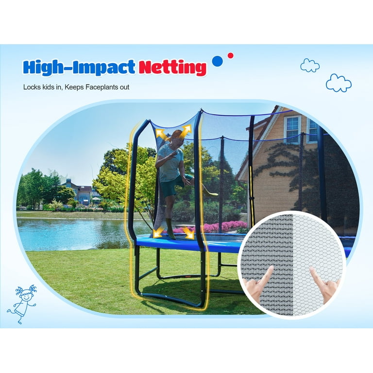ORCC, Oval Trampoline, 8x13FT, Heavy-Duty, Blue, 1.6mm Steel Frame