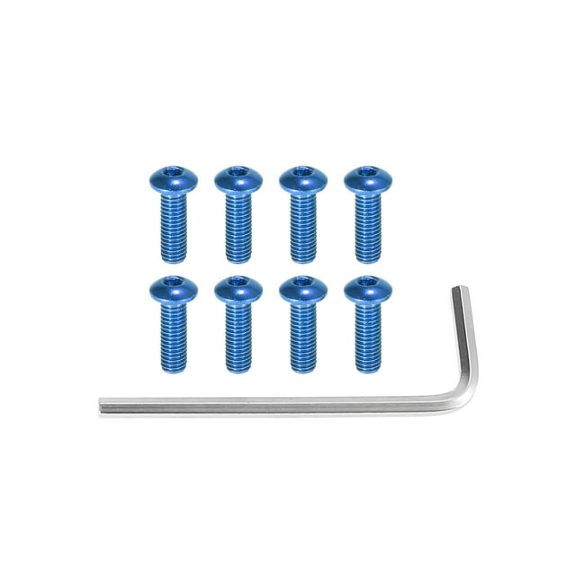 Unique Bargains 8pcs M5x0,8 Bleu Ciel Tête Ronde Voiture Volant Vis en Acier Inoxydable Boulons avec Clé