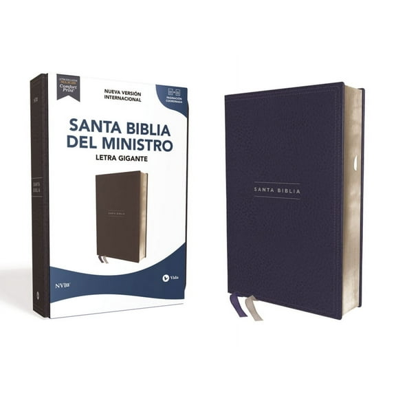 Nvi, Biblia del Ministro, Revisión 2022, Letra Gigante, Leathersoft, Azul Marino, Con Índice, Palabras de Jesús En Rojo,, (Hardcover)