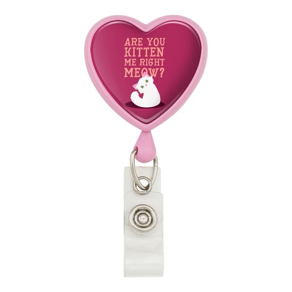 Are You Kitten Me Right Meow Cat Heart Lanyard Retractable Reel Badge ID Card Holder