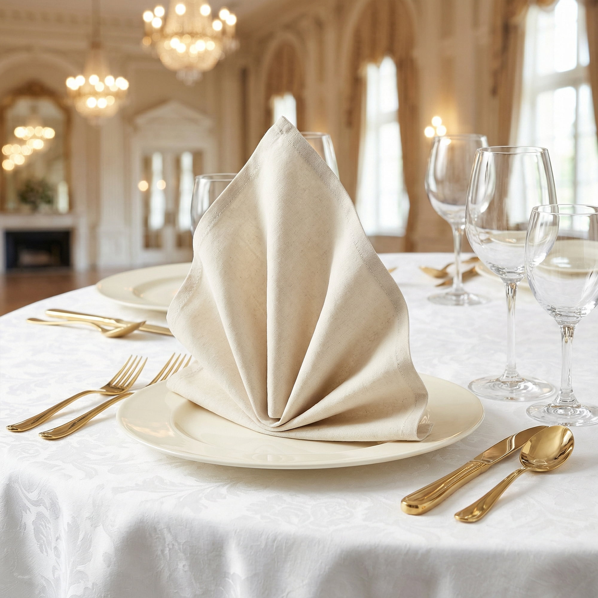 Unique Bargains 6Pcs Polyester Reusable Cloth Napkins Milk White 16x16inch
